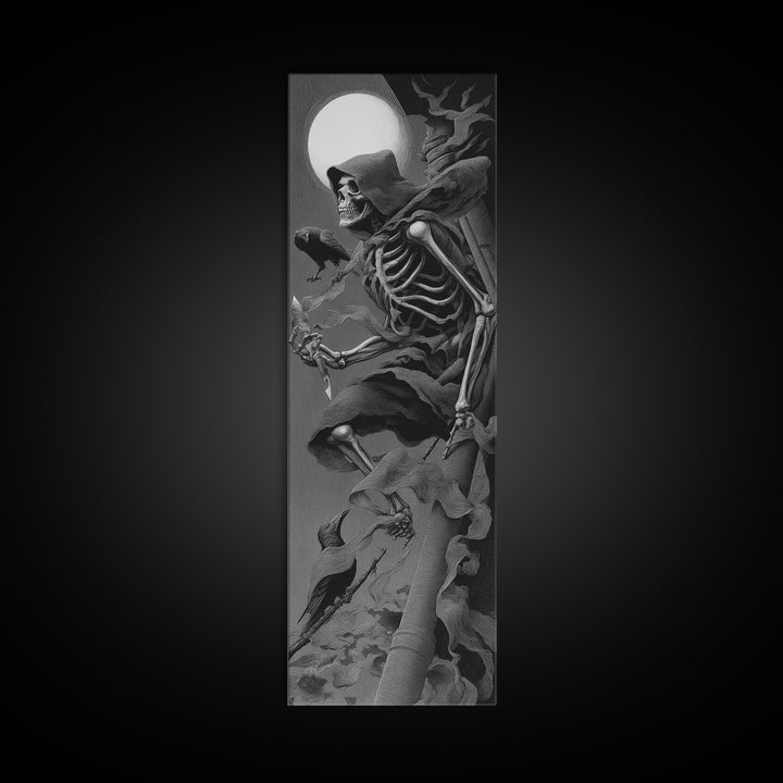The Bone Sculptor, Biomechanical Horror Art, Tall Narrow Wall Art, Dark Fantasy Wall Art, Canvas Print, Halloween Wall Art