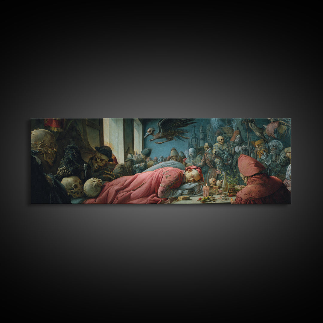 The Dream Eater, Danse Macabre Art, Extra Wide Wall Art, Dark Halloween Decor, Canvas Print, Halloween Wall Art