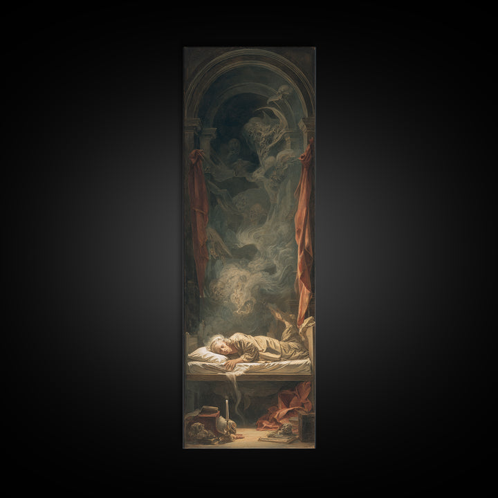 The Dream Eater, Gothic Nightmare Art, Tall Narrow Wall Art, Macabre Wall Art, Framed Canvas Print, Halloween Wall Art