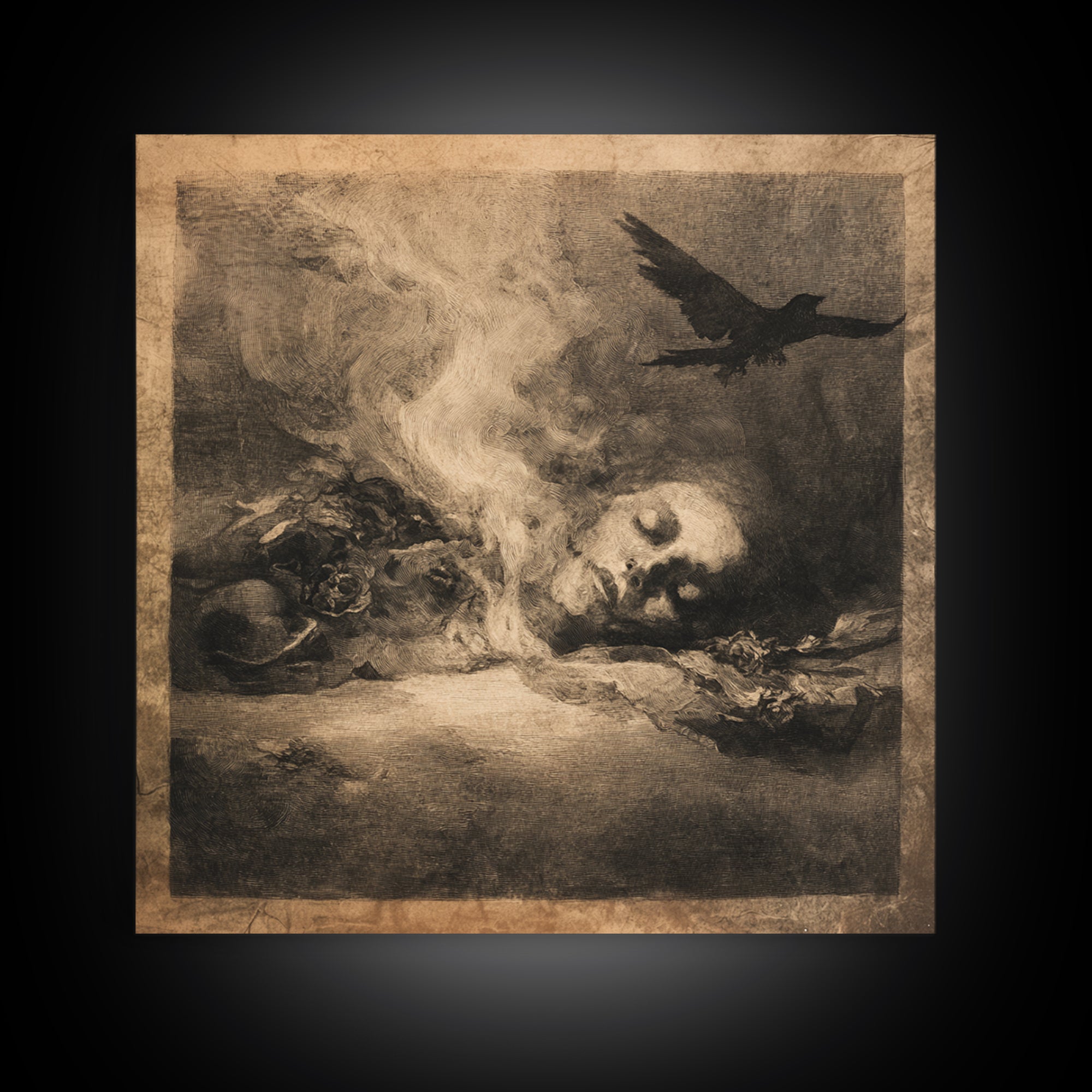 The Dream Eater, Symbolist Dream Art, Square Wall Art, Macabre Wall Art, Canvas Print, Halloween Wall Art, Statement Wall Art