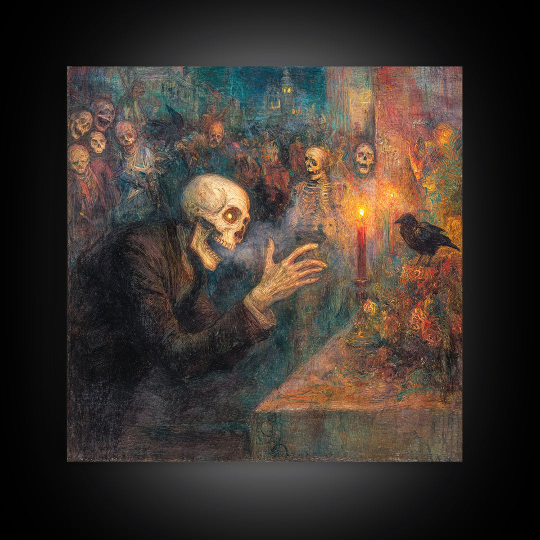 The Dream Eater, Grotesque Carnival Art, Square Wall Art, Dark Halloween Decor, Canvas Print, Halloween Wall Art, Collectible Wall Decor