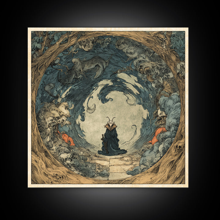 The Dream Eater, Gothic Storybook Art, Square Wall Art, Gothic Horror Wall Art, Canvas Print, Halloween Wall Art, Seasonal Home Decor
