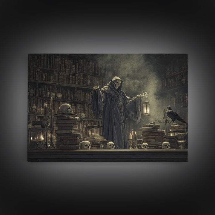 The Crypt Librarian, Symbolist Gothic Landscape, Landscape Wall Art, Gothic Horror Wall Art, Canvas Print, Halloween Wall Art