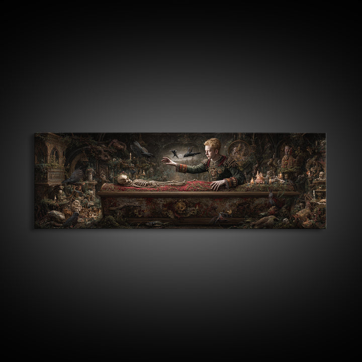 The Royal Coffin Maker, Medieval Grotesque Art, Extra Wide Wall Art, Gothic Horror Wall Art, Canvas Print, Halloween Wall Art