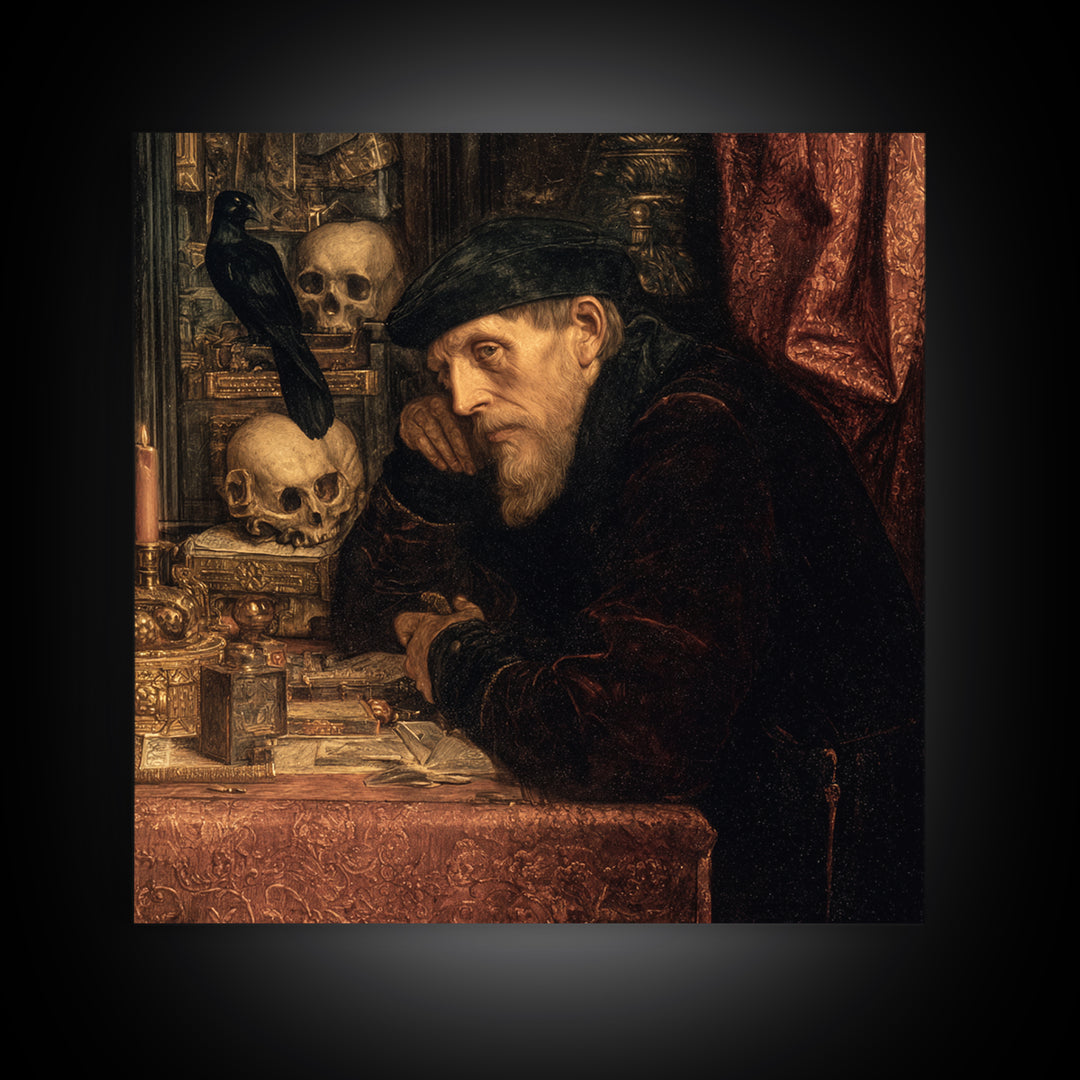 The Royal Coffin Maker, Danse Macabre Art, Square Wall Art, Dark Fantasy Wall Art, Framed Canvas Print, Halloween Decor