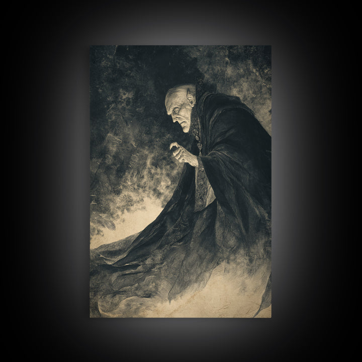 The Royal Coffin Maker, Expressionist Nightmare Art, Vertical Wall Art, Dark Fantasy Wall Art, Canvas Print, Halloween Wall Art