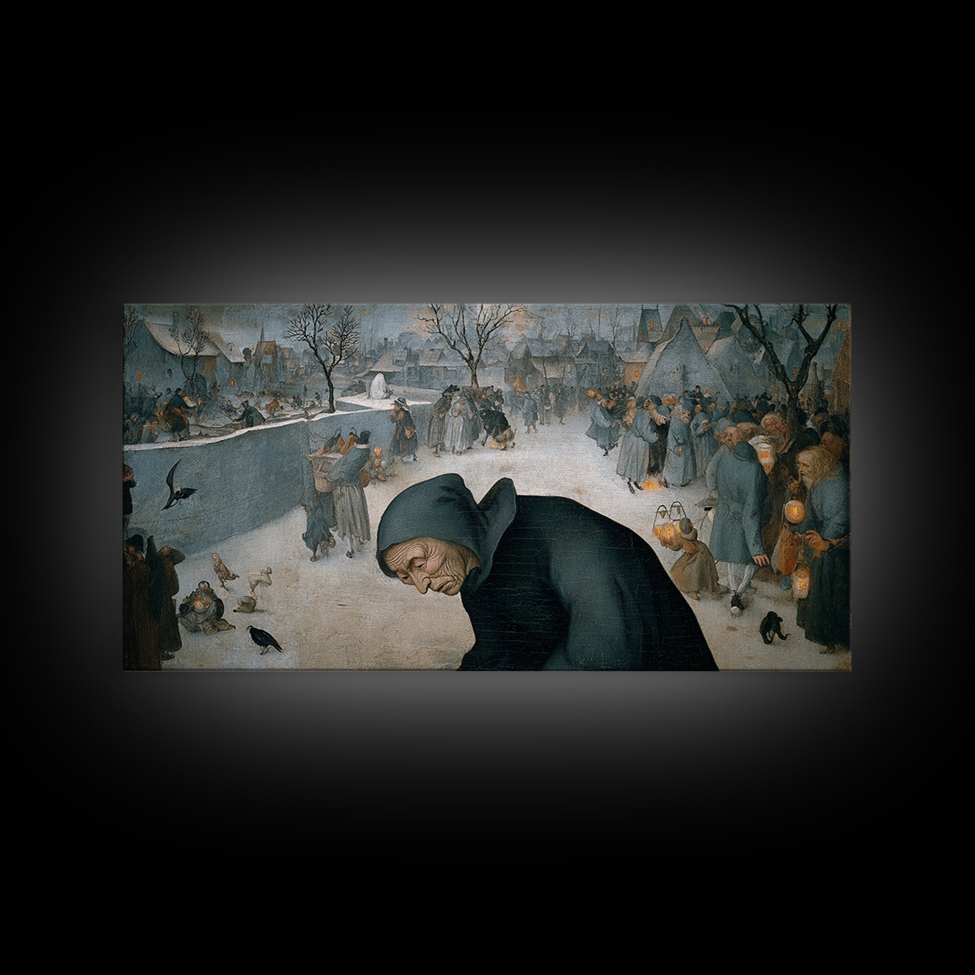 The Soul Collector, Northern Renaissance Horror, Wide Panoramic Art, Gothic Horror Wall Art, Framed Canvas Print