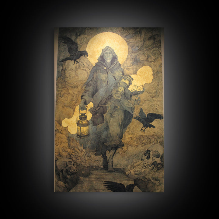 The Soul Collector, Dark Renaissance Art, Vertical Wall Art, Dark Fantasy Wall Art, Canvas Print, Halloween Wall Art