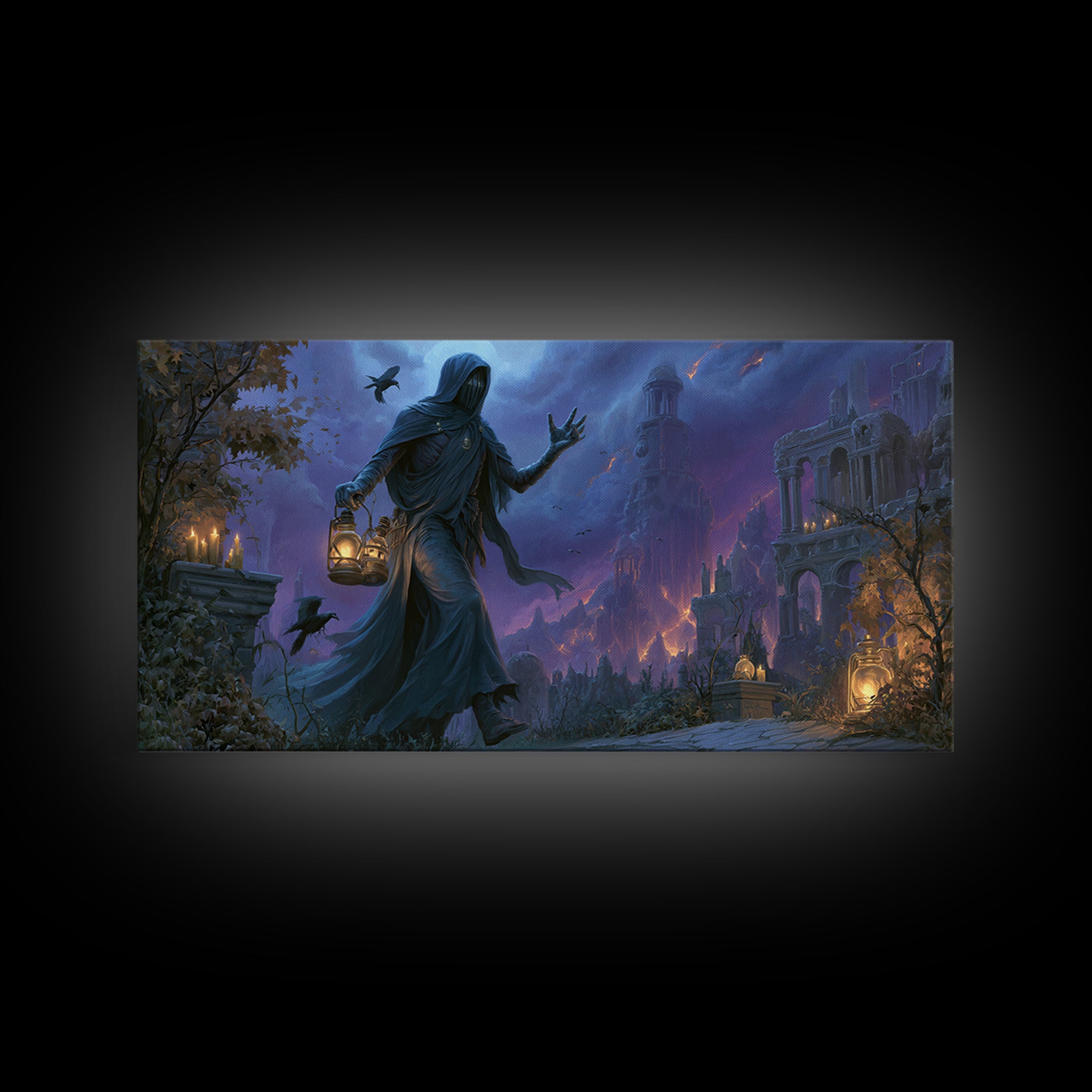 The Soul Collector, Apocalyptic Romantic Art, Wide Panoramic Art, Dark Fantasy Wall Art, Canvas Print, Halloween Wall Art, Macabre Wall Art
