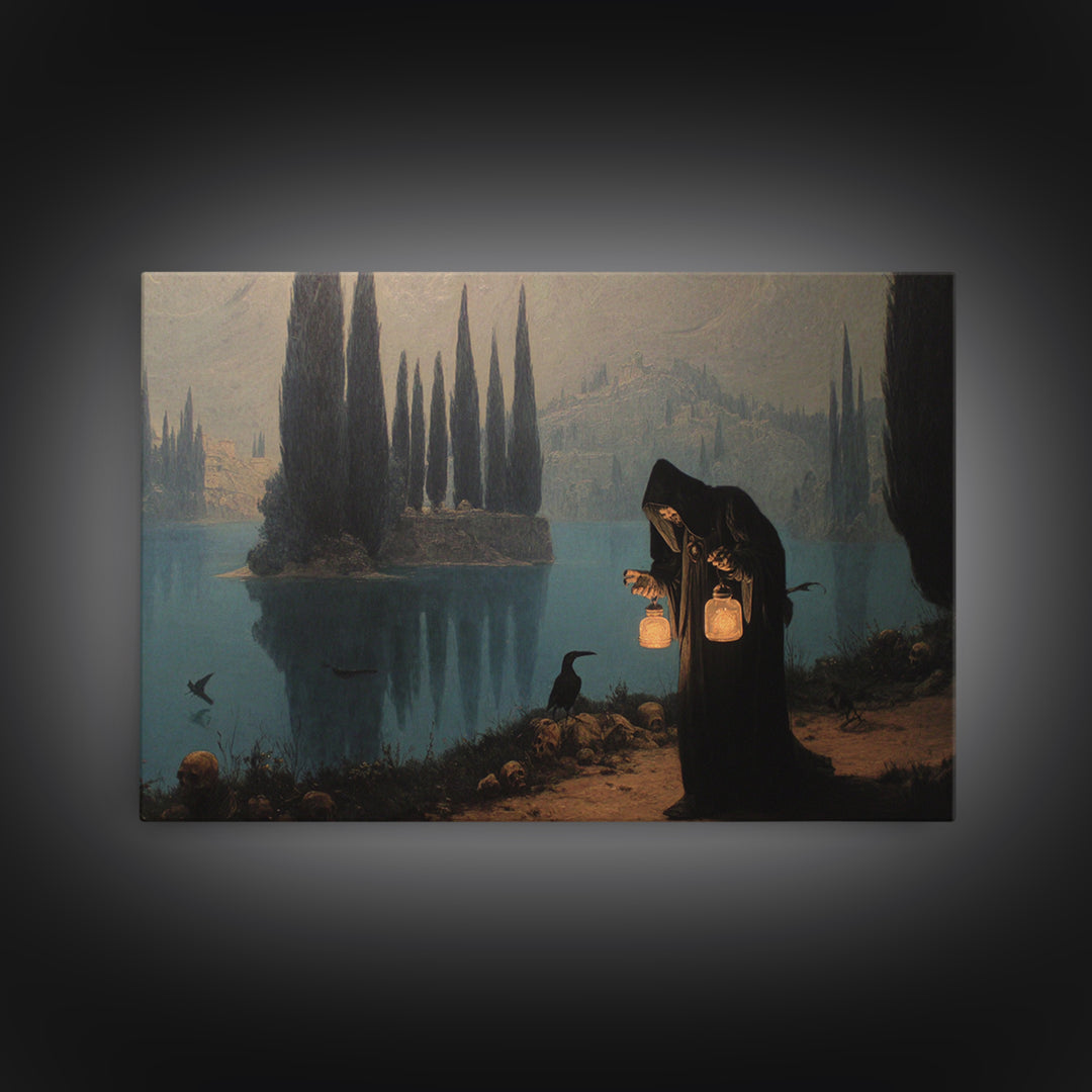 The Soul Collector, Symbolist Gothic Landscape, Landscape Wall Art, Macabre Wall Art, Framed Canvas Print, Halloween Wall Art