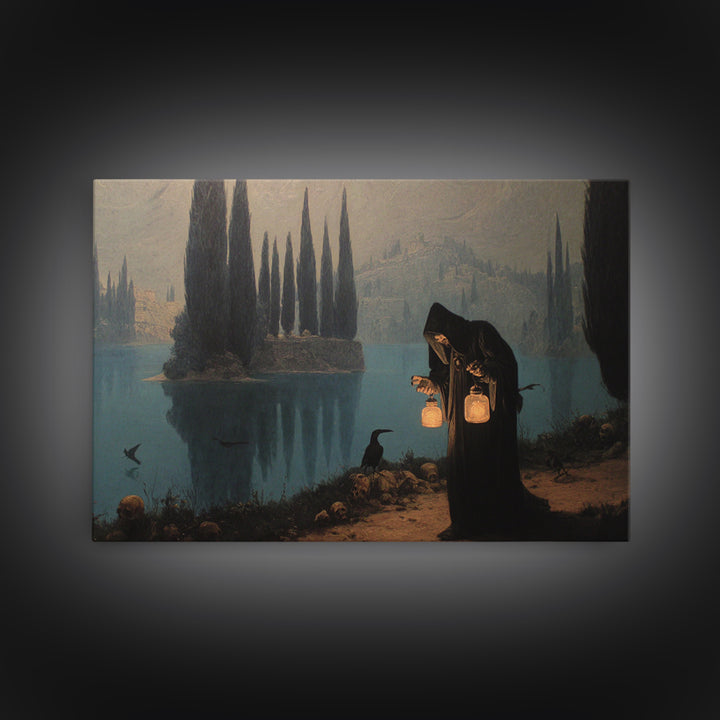 The Soul Collector, Symbolist Gothic Landscape, Landscape Wall Art, Macabre Wall Art, Framed Canvas Print, Halloween Wall Art