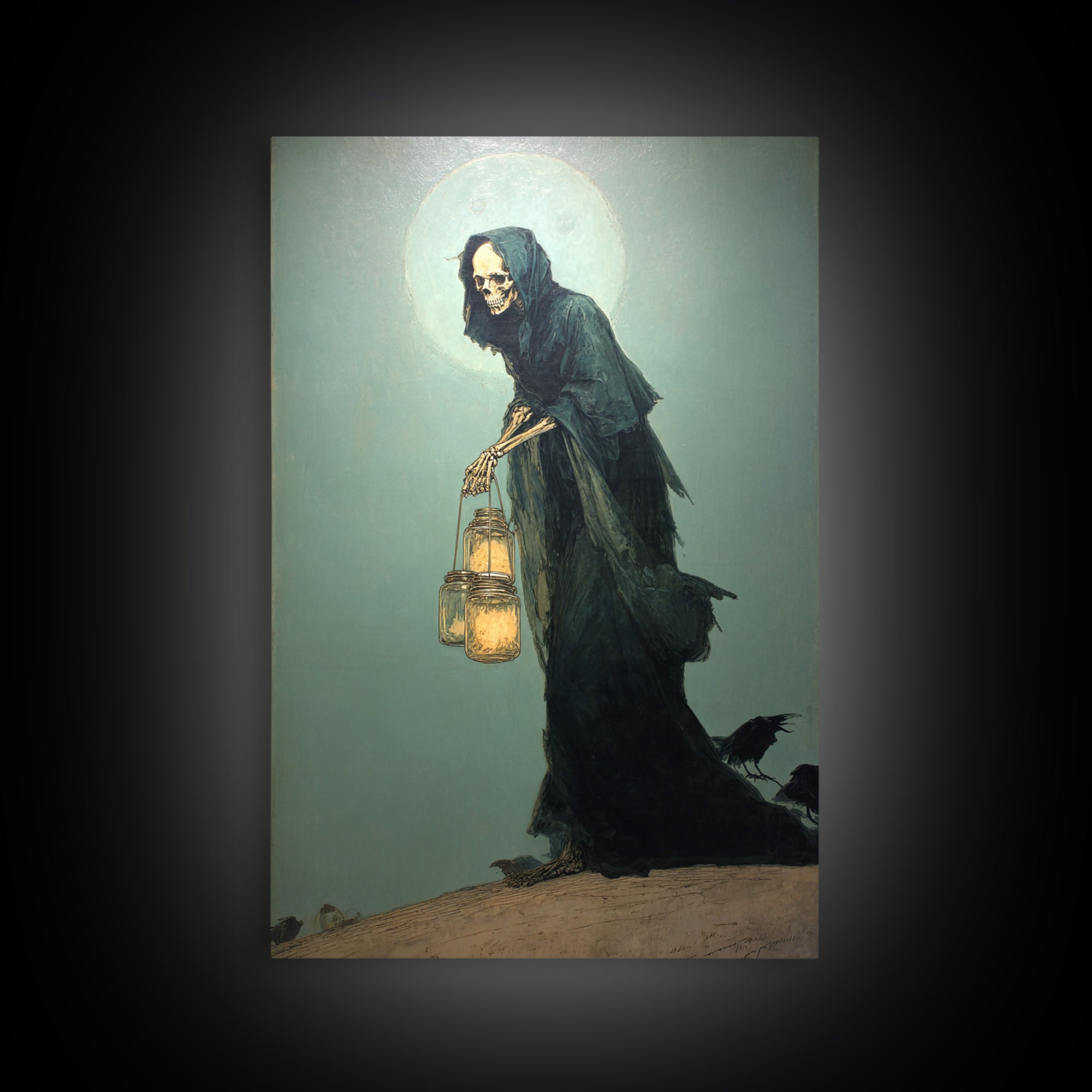 The Soul Collector, Decadent Gothic Art, Vertical Wall Art, Macabre Wall Art, Framed Canvas Print, Halloween Wall Art