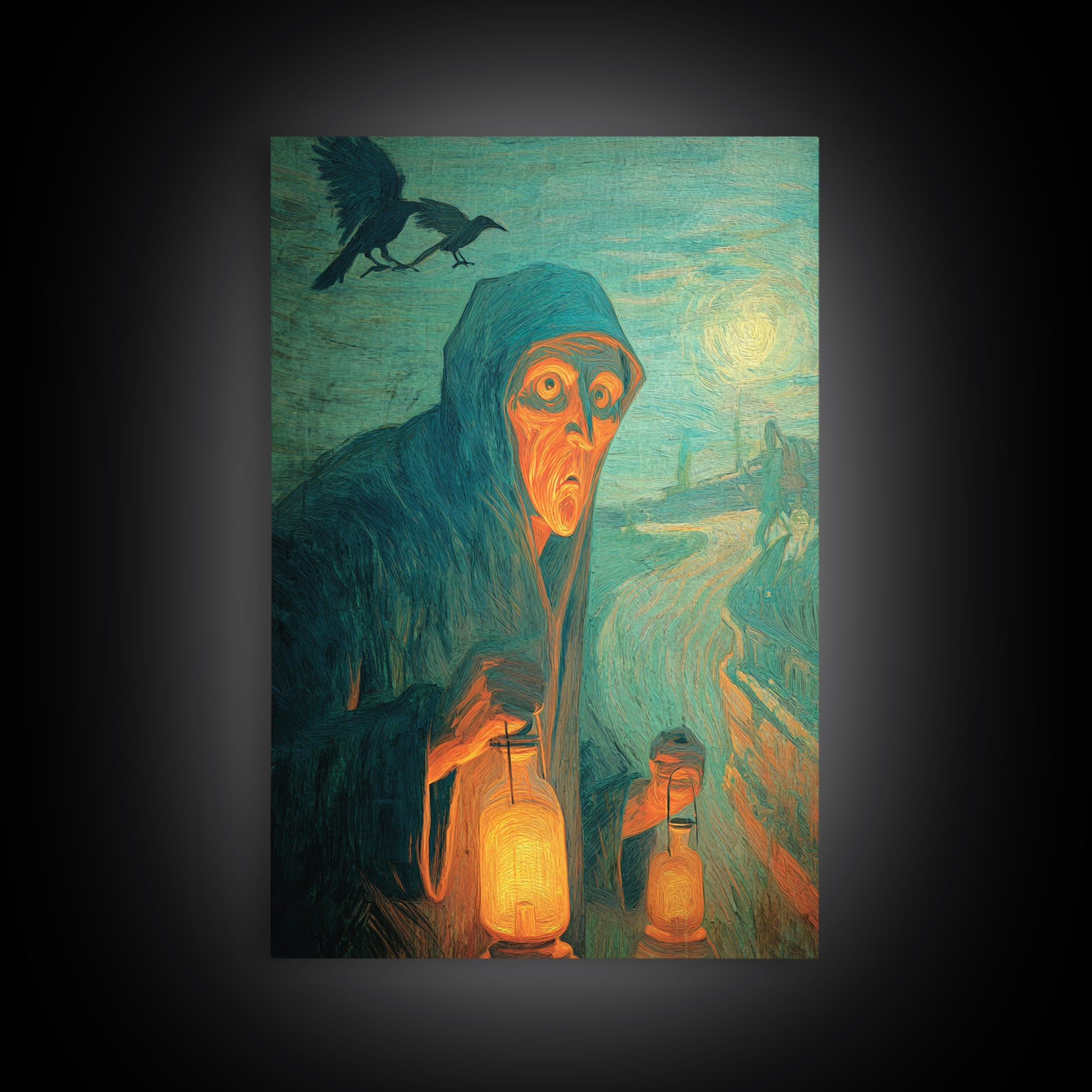The Soul Collector, Expressionist Gothic Art, Vertical Wall Art, Dark Halloween Decor, Canvas Print, Halloween Wall Art