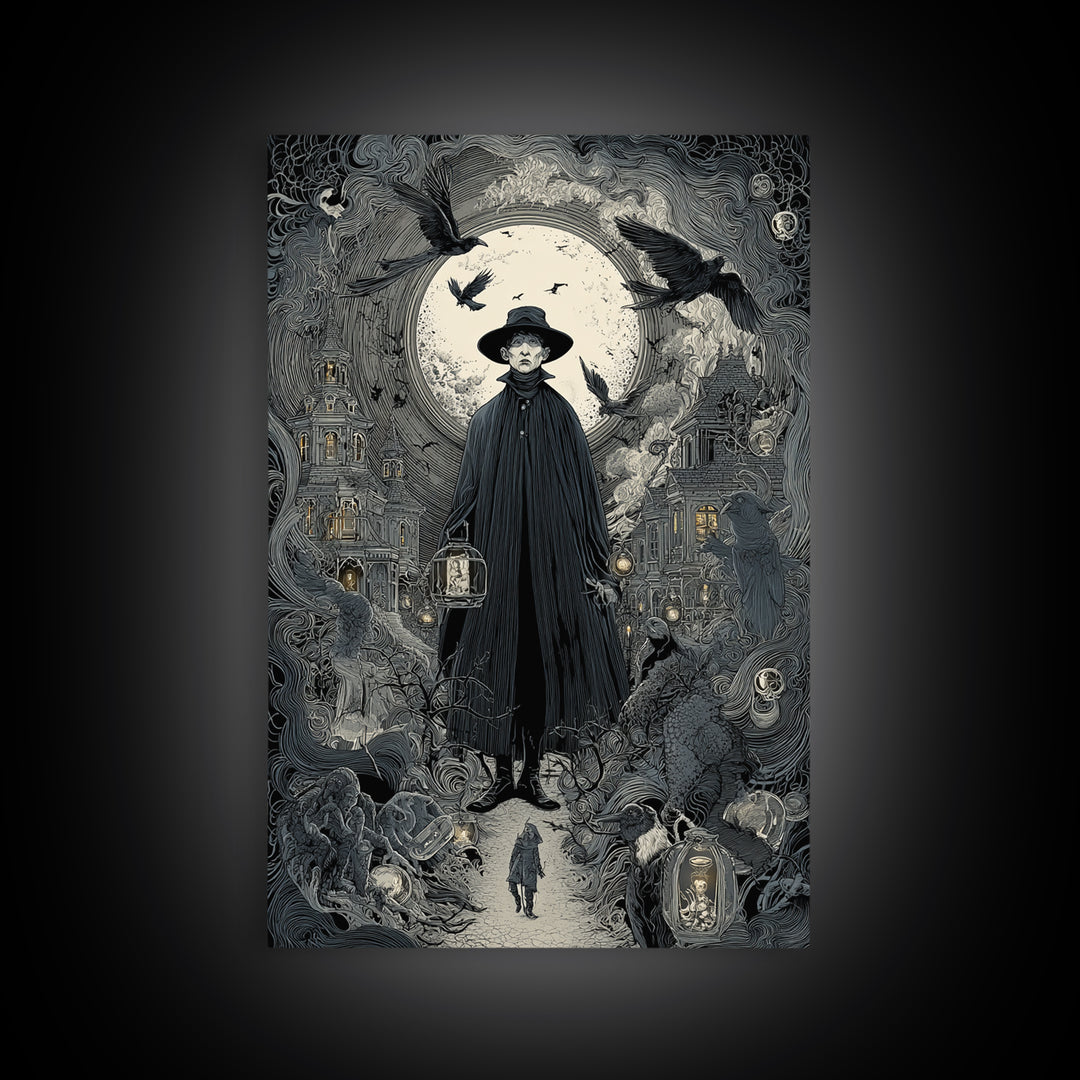 The Soul Collector, Victorian Macabre Art, Vertical Wall Art, Dark Fantasy Wall Art, Framed Canvas Print, Halloween Wall Art