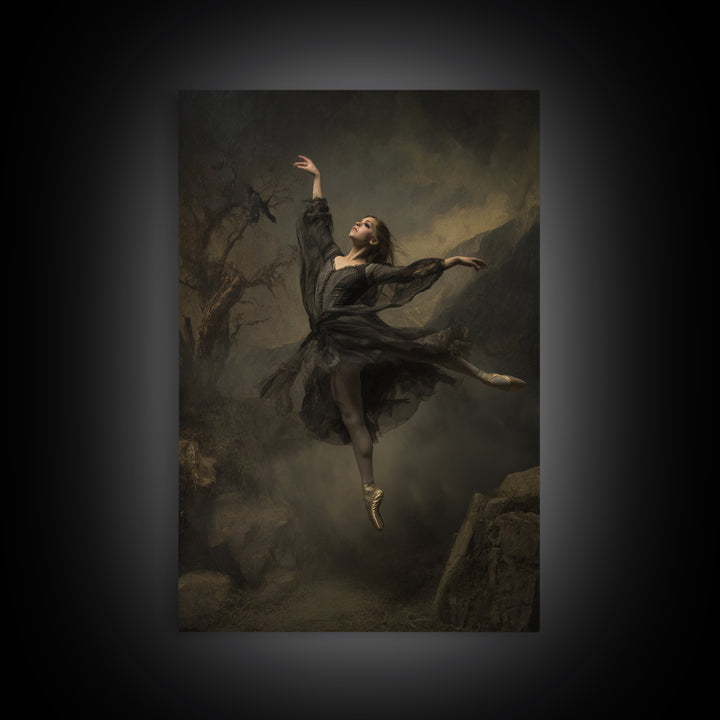 The Phantom Ballerina, Baroque Witchcraft Art, Vertical Wall Art, Dark Fantasy Wall Art, Canvas Print, Halloween Wall Art