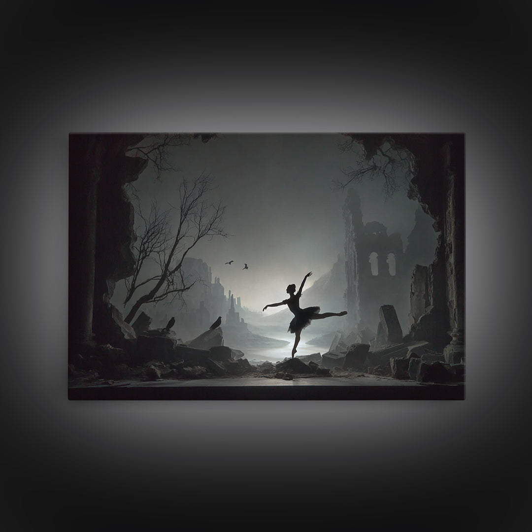 The Phantom Ballerina, Romantic Gothic Landscape, Landscape Wall Art, Gothic Horror Wall Art, Framed Canvas Print