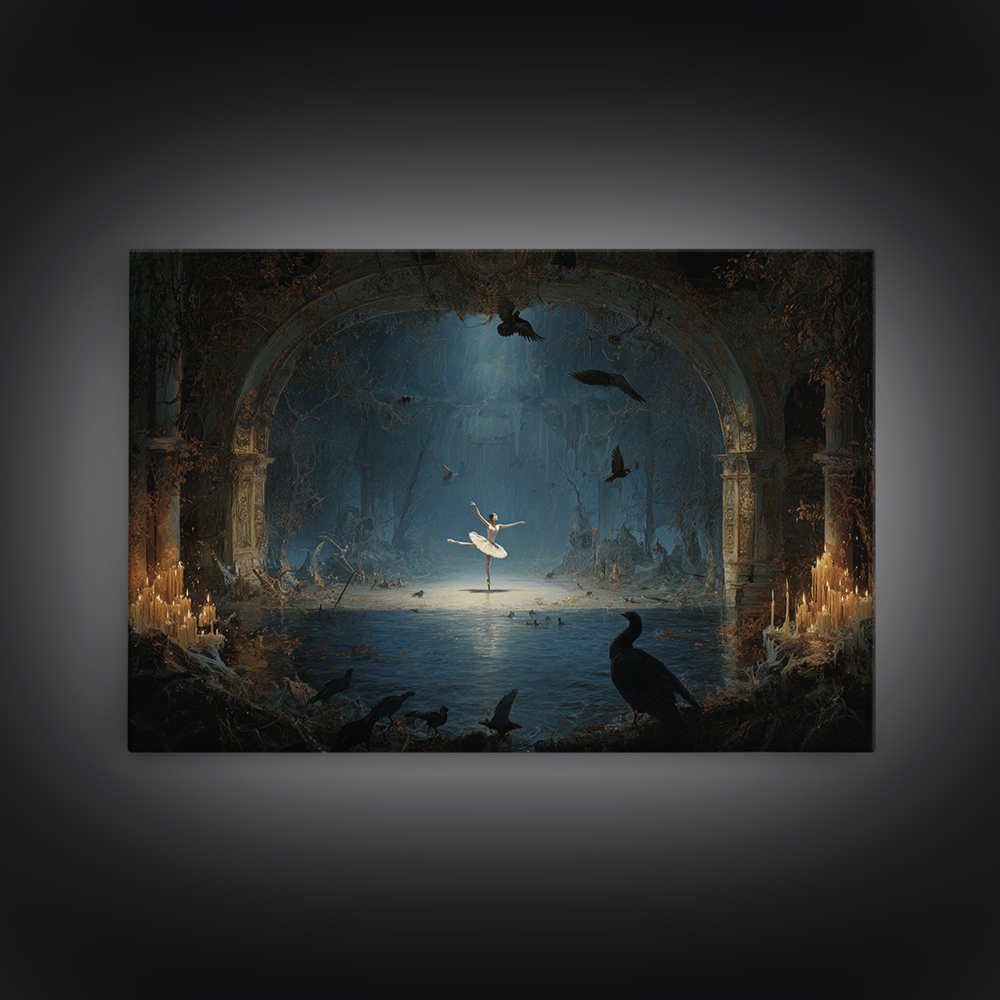 The Phantom Ballerina, Symbolist Gothic Landscape, Landscape Wall Art, Gothic Horror Wall Art, Canvas Print, Halloween Wall Art