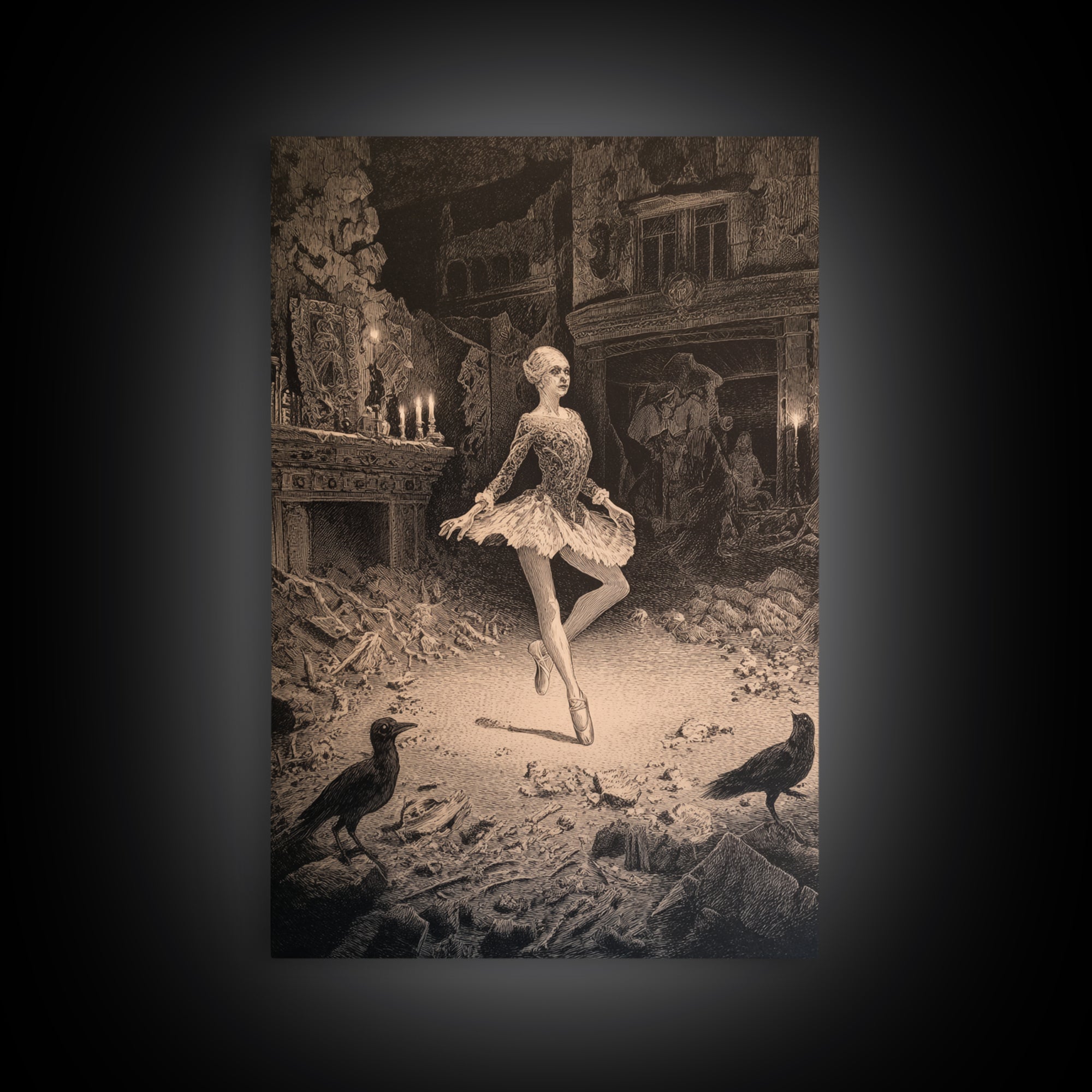 The Phantom Ballerina, Victorian Macabre Art, Vertical Wall Art, Macabre Wall Art, Canvas Print, Halloween Wall Art, Horror Wall Art