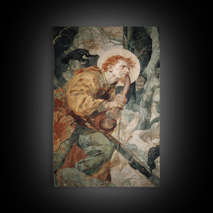 The Ghost Of The Witch Hunter, Dark Renaissance Art, Vertical Wall Art, Gothic Horror Wall Art, Canvas Print, Halloween Wall Art