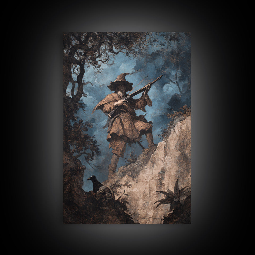 The Ghost Of The Witch Hunter, Baroque Witchcraft Art, Vertical Wall Art, Gothic Horror Wall Art, Canvas Print, Halloween Wall Art