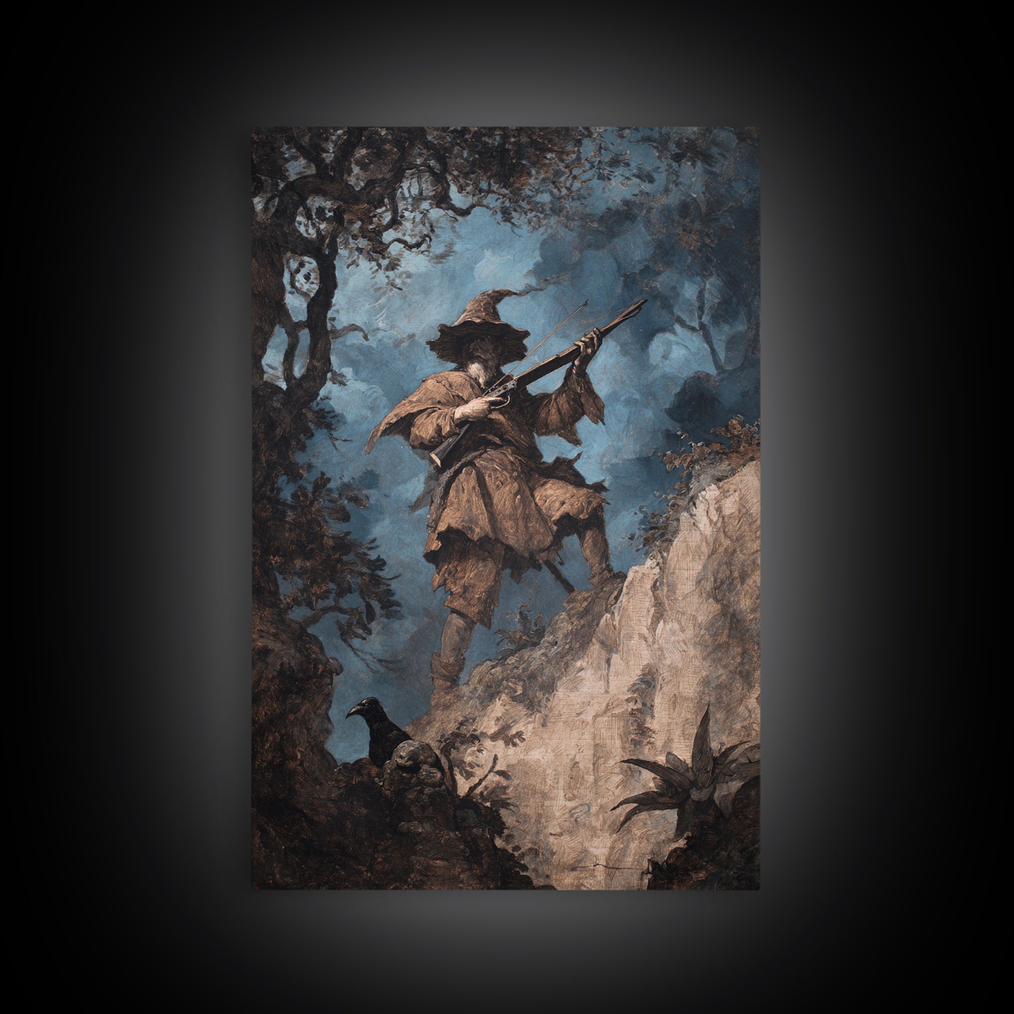 The Ghost Of The Witch Hunter, Baroque Witchcraft Art, Vertical Wall Art, Gothic Horror Wall Art, Canvas Print, Halloween Wall Art