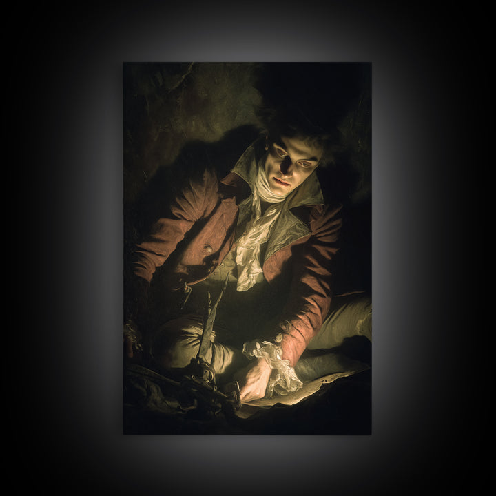 The Ghost Of The Witch Hunter, Gothic Nightmare Art, Vertical Wall Art, Dark Halloween Decor, Framed Canvas Print, Halloween Wall Art