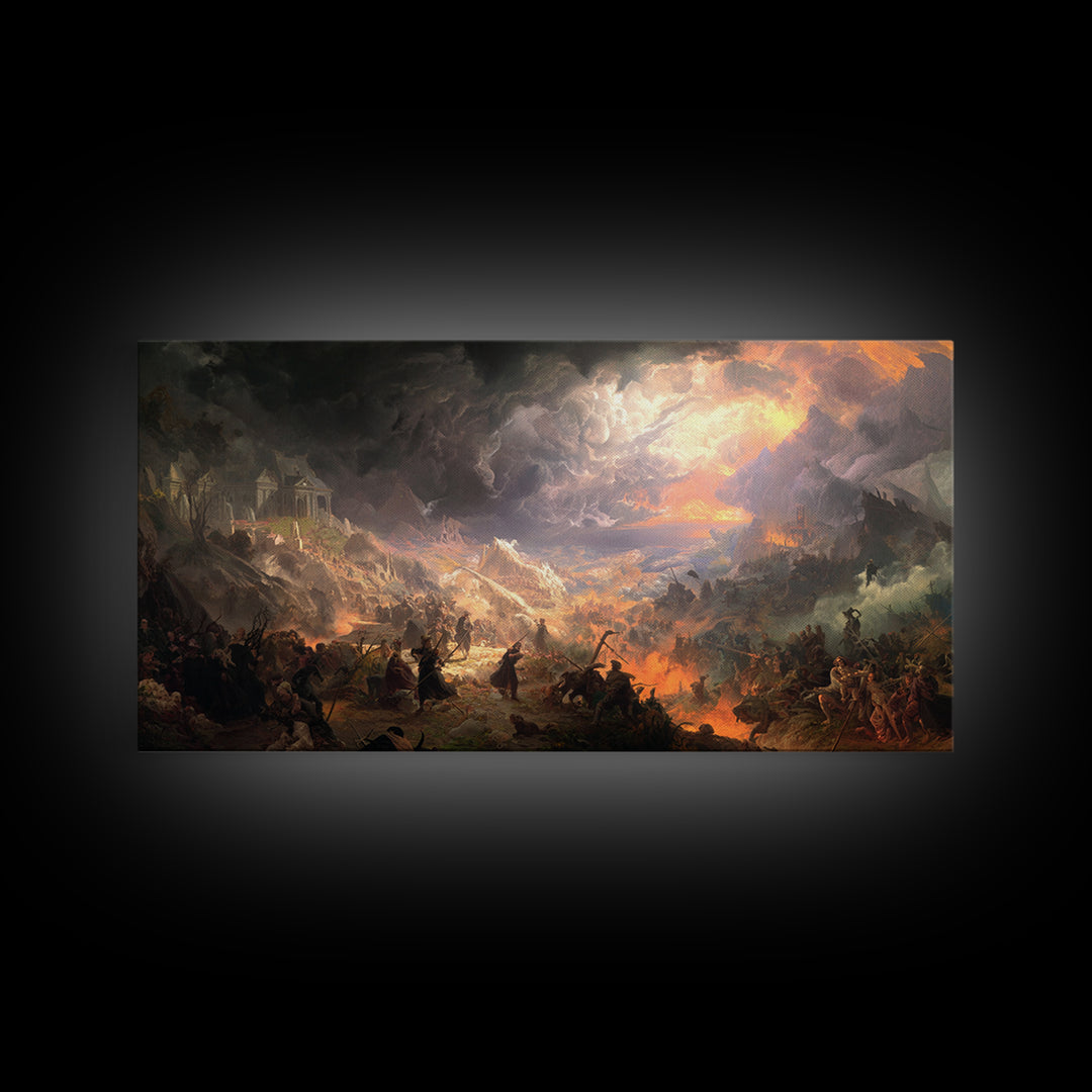 The Ghost Of The Witch Hunter, Apocalyptic Romantic Art, Wide Panoramic Art, Dark Fantasy Wall Art, Canvas Print, Halloween Wall Art