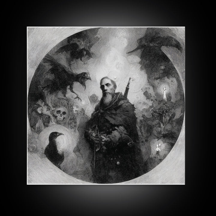 The Ghost Of The Witch Hunter, Symbolist Dream Art, Square Wall Art, Macabre Wall Art, Canvas Print, Halloween Wall Art