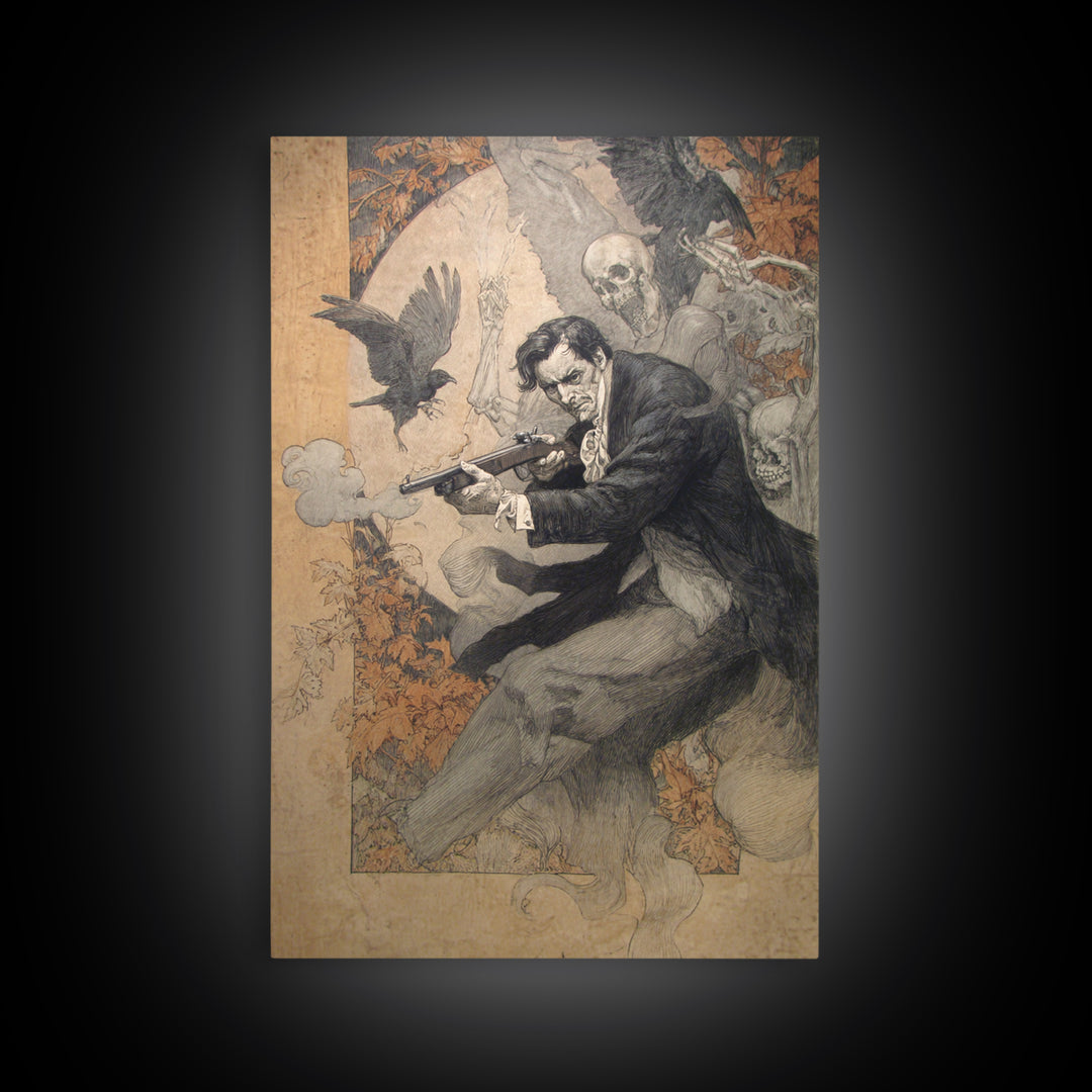 The Ghost Of The Witch Hunter, Decadent Gothic Art, Vertical Wall Art, Gothic Horror Wall Art, Framed Canvas Print