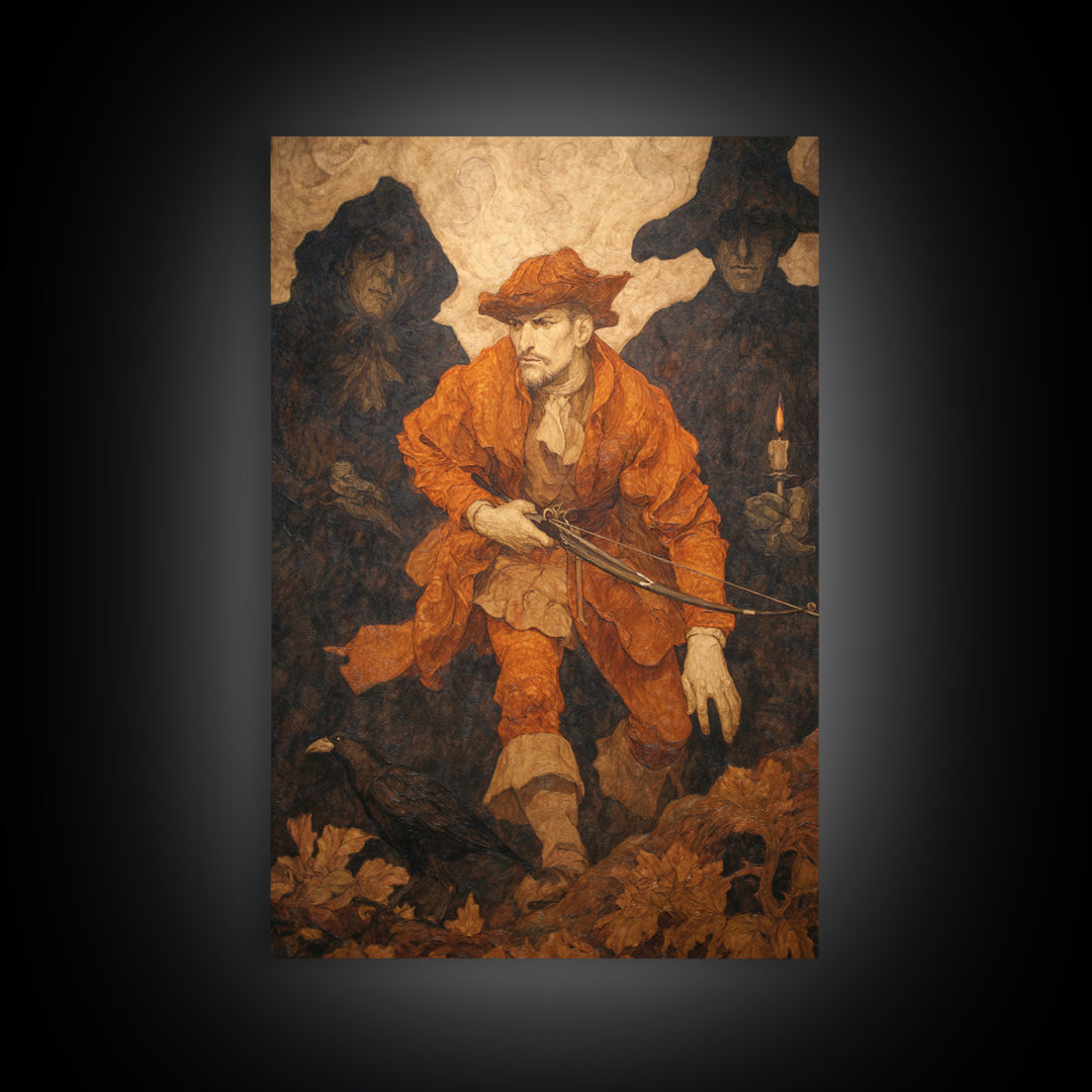 The Ghost Of The Witch Hunter, Dark Symbolist Art, Vertical Wall Art, Macabre Wall Art, Canvas Print, Halloween Wall Art