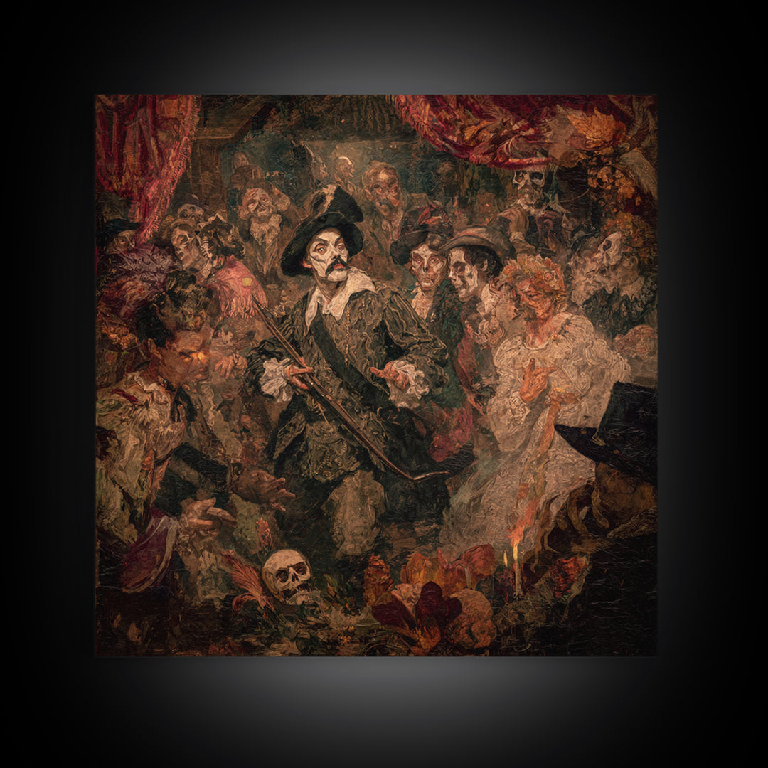 The Ghost Of The Witch Hunter, Grotesque Carnival Art, Square Wall Art, Dark Fantasy Wall Art, Canvas Print, Halloween Wall Art