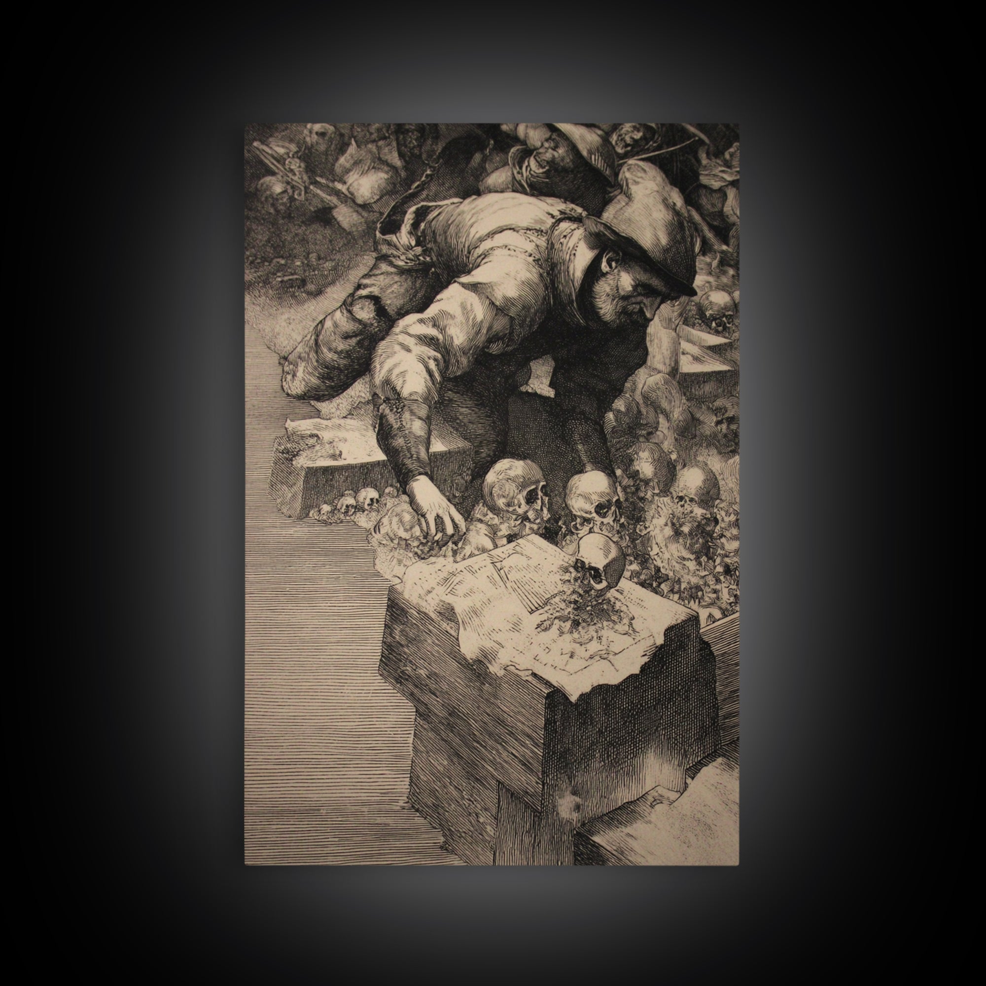 The Cemetery Beekeeper, Renaissance Engraving Art, Vertical Wall Art, Gothic Horror Wall Art, Canvas Print, Halloween Wall Art