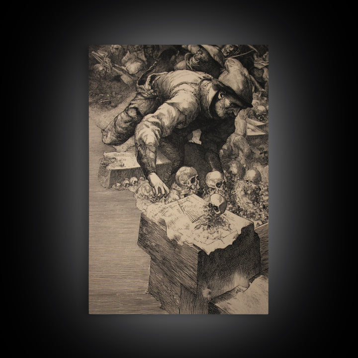 The Cemetery Beekeeper, Renaissance Engraving Art, Vertical Wall Art, Gothic Horror Wall Art, Canvas Print, Halloween Wall Art