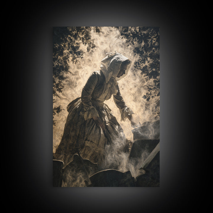 The Cemetery Beekeeper, Dark Romantic Horror Art, Vertical Wall Art, Dark Fantasy Wall Art, Canvas Print, Halloween Wall Art