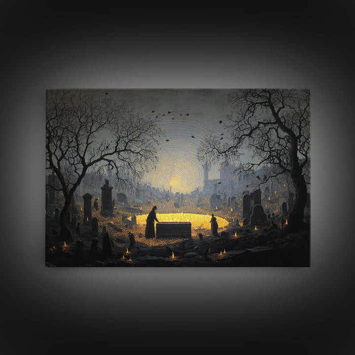 The Cemetery Beekeeper, Romantic Gothic Landscape, Landscape Wall Art, Macabre Wall Art, Framed Canvas Print, Halloween Wall Art