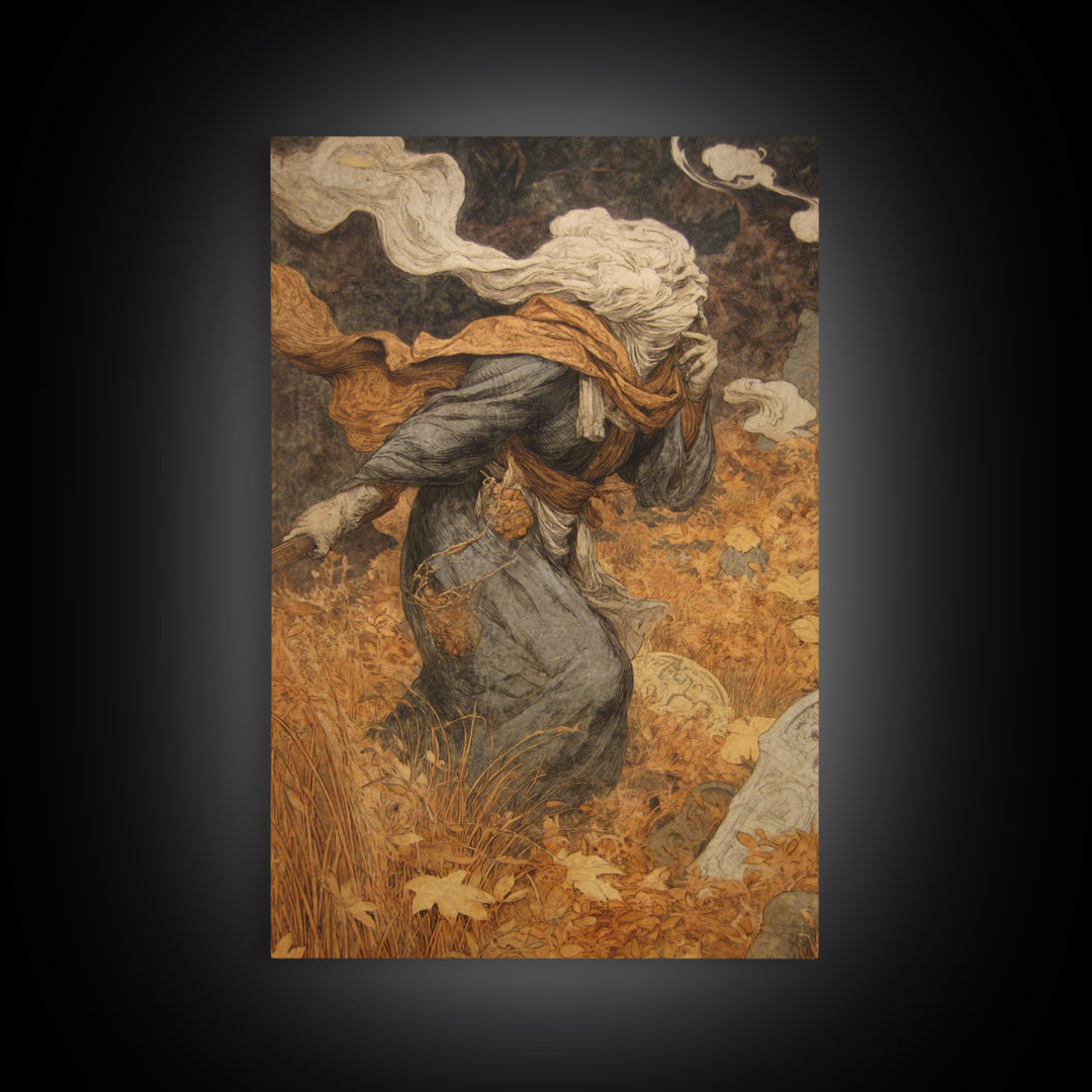 The Cemetery Beekeeper, Ornate Symbolist Art, Vertical Wall Art, Gothic Horror Wall Art, Canvas Print, Halloween Wall Art