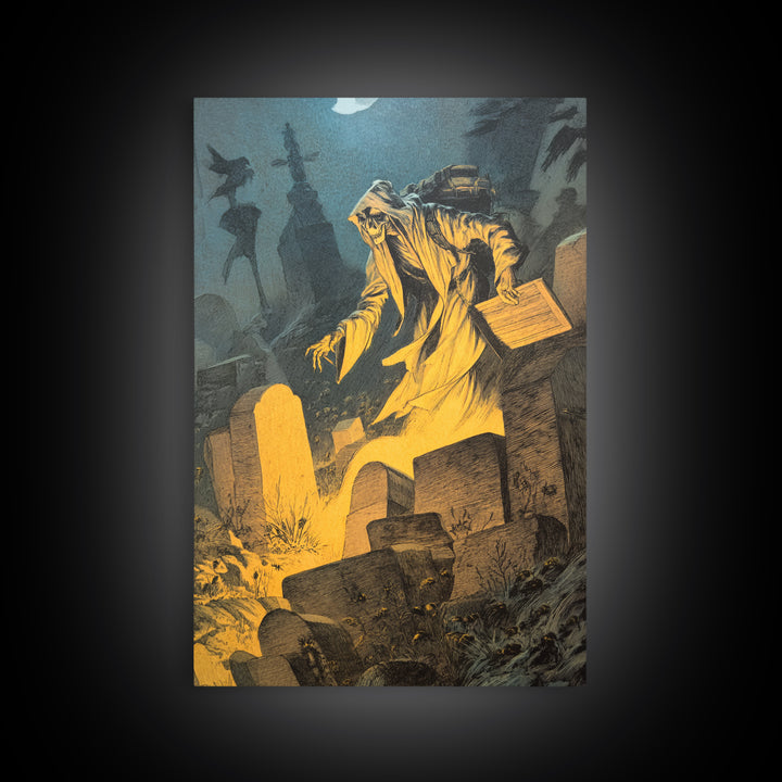 The Cemetery Beekeeper, Expressionist Nightmare Art, Vertical Wall Art, Dark Fantasy Wall Art, Canvas Print, Halloween Wall Art