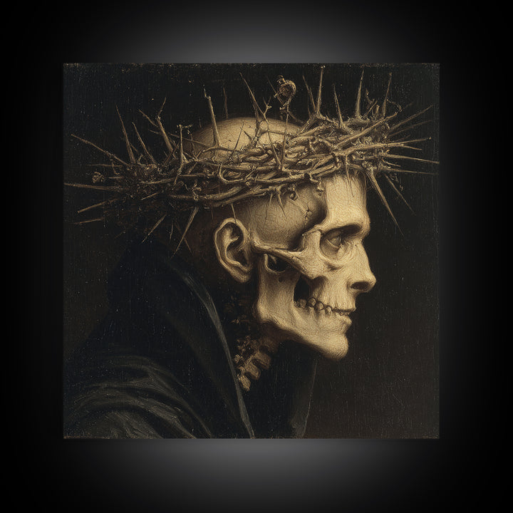 The Thorn-Crowned King, Danse Macabre Art, Square Wall Art, Gothic Horror Wall Art, Framed Canvas Print