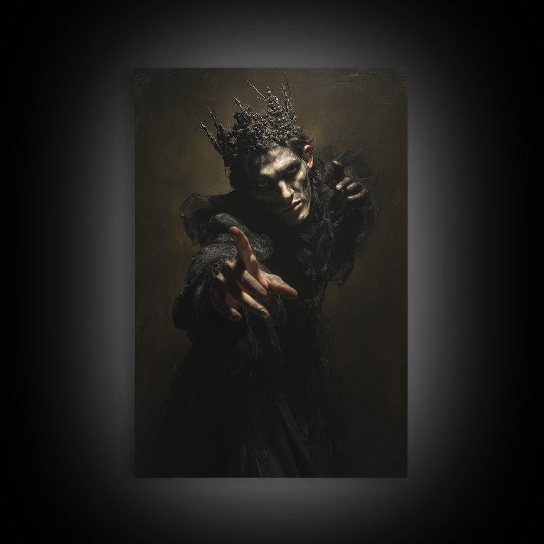 The Thorn-Crowned King, Dark Romantic Horror Art, Vertical Wall Art, Dark Fantasy Wall Art, Canvas Print, Halloween Wall Art