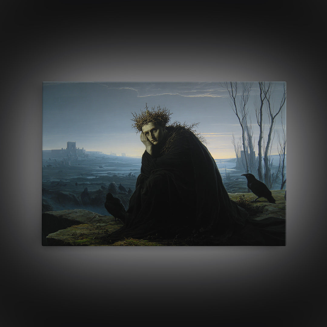 The Thorn-Crowned King, Romantic Gothic Landscape, Landscape Wall Art, Dark Halloween Decor, Canvas Print, Halloween Wall Art