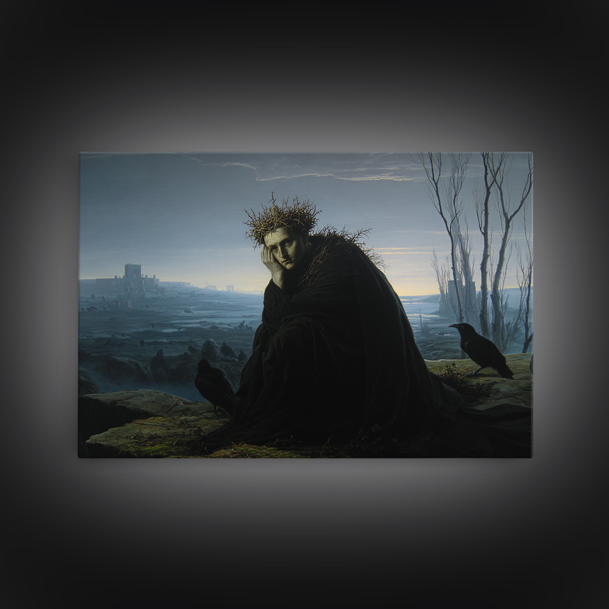 The Thorn-Crowned King, Romantic Gothic Landscape, Landscape Wall Art, Dark Halloween Decor, Canvas Print, Halloween Wall Art