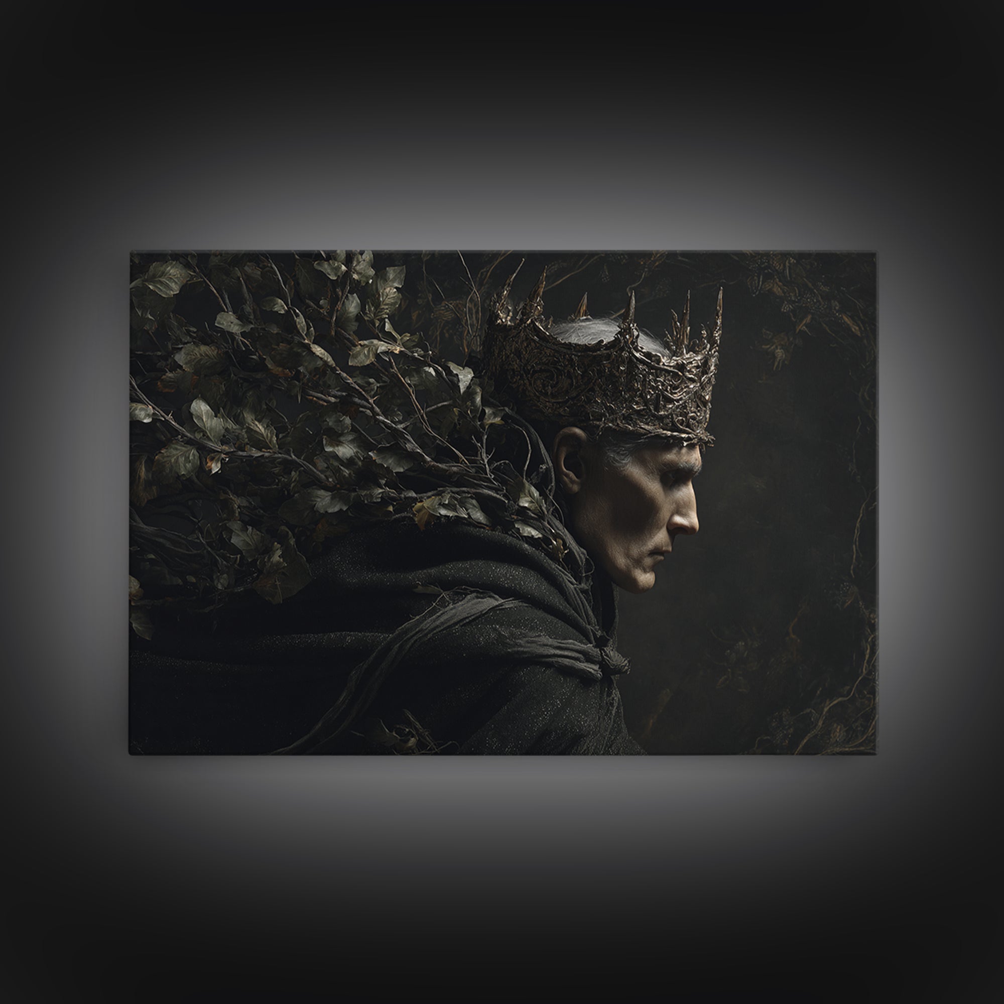 The Thorn-Crowned King, Symbolist Gothic Landscape, Landscape Wall Art, Dark Fantasy Wall Art, Canvas Print, Halloween Wall Art