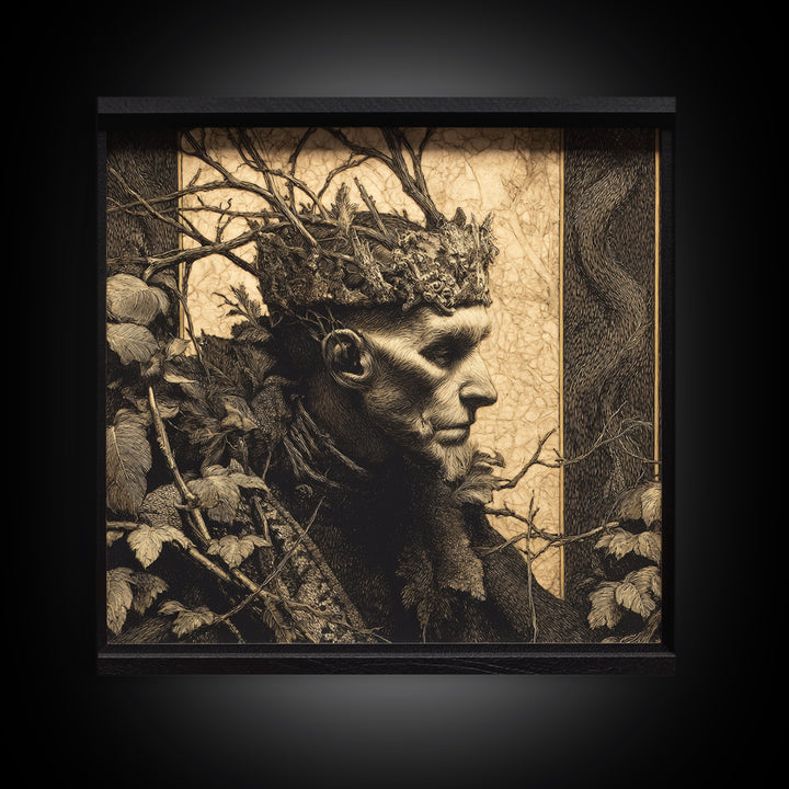 The Thorn-Crowned King, Dark Symbolist Art, Square Wall Art, Gothic Horror Wall Art, Canvas Print, Halloween Wall Art