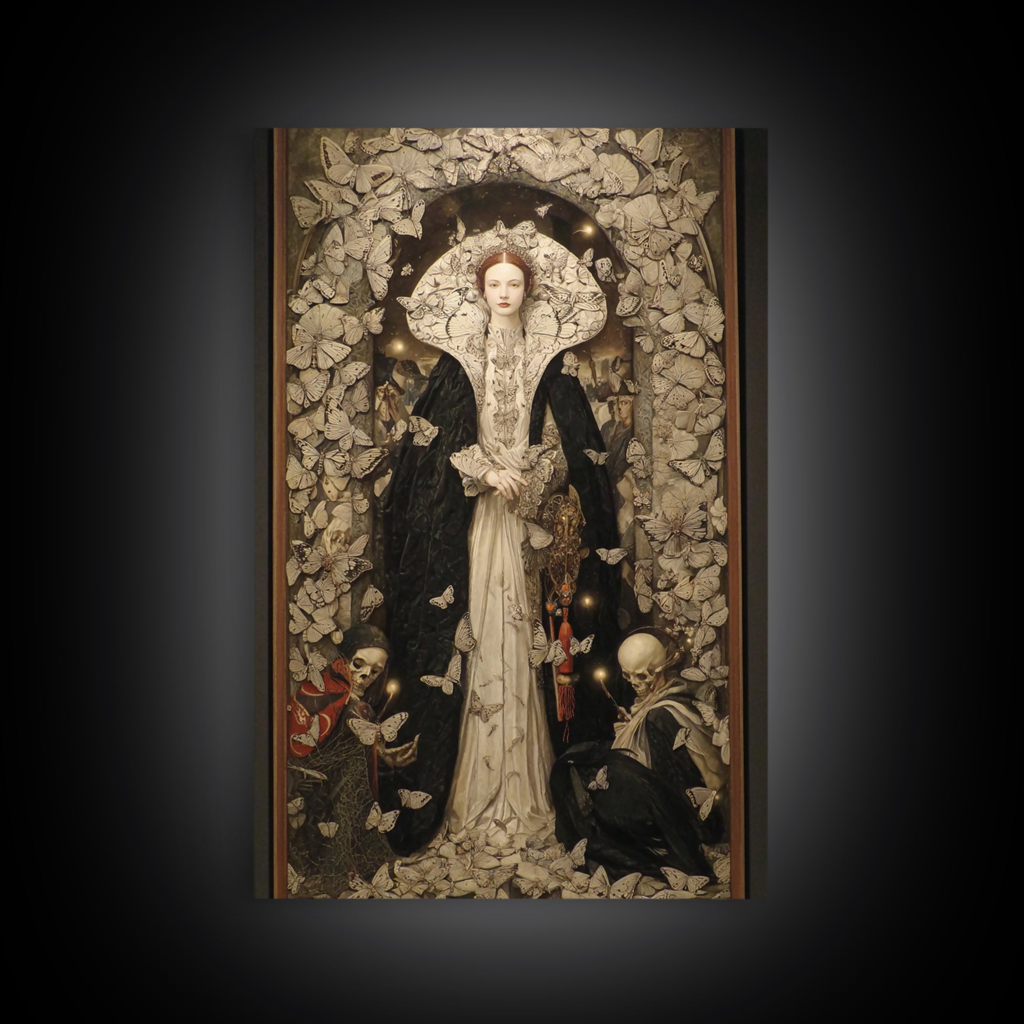 The Moth-Winged Empress, Danse Macabre Art, Vertical Wall Art, Gothic Horror Wall Art, Framed Canvas Print