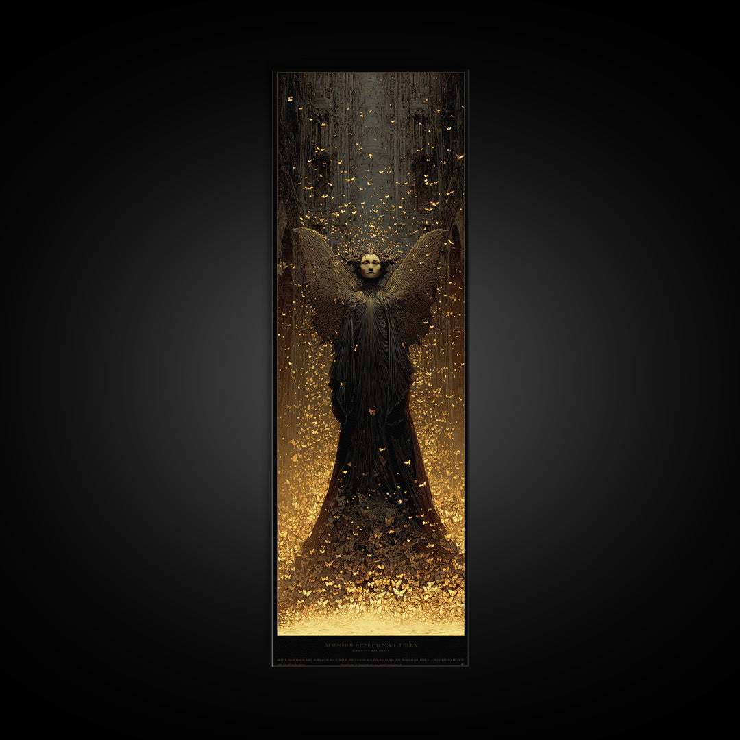 The Moth-Winged Empress, Surreal Apocalyptic Art, Tall Narrow Wall Art, Dark Fantasy Wall Art, Framed Canvas Print, Horror Wall Art