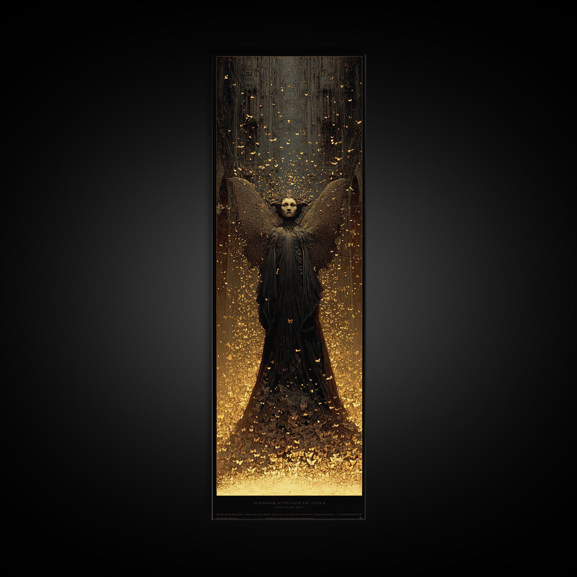 The Moth-Winged Empress, Surreal Apocalyptic Art, Tall Narrow Wall Art, Dark Fantasy Wall Art, Framed Canvas Print, Horror Wall Art