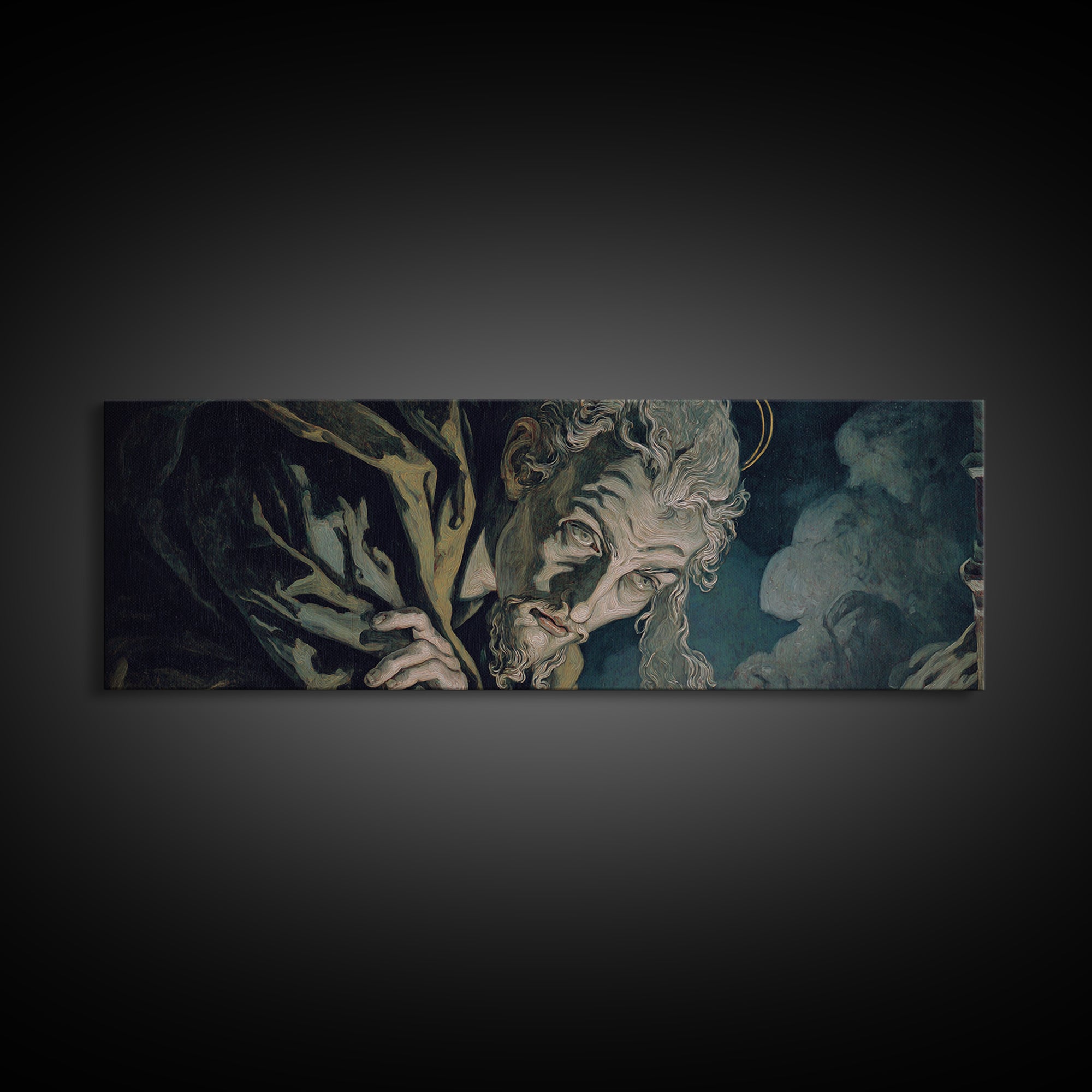 The Ash-Covered Oracle, Dark Renaissance Art, Extra Wide Wall Art, Gothic Horror Wall Art, Canvas Print, Halloween Wall Art