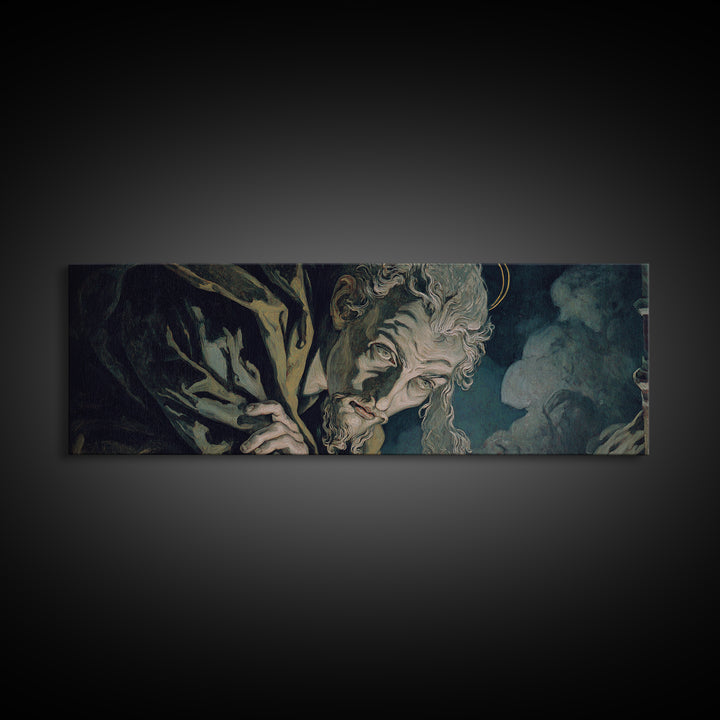 The Ash-Covered Oracle, Dark Renaissance Art, Extra Wide Wall Art, Gothic Horror Wall Art, Canvas Print, Halloween Wall Art