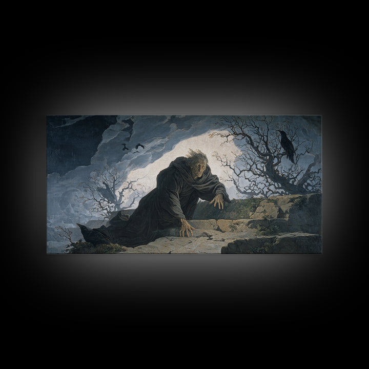 The Ash-Covered Oracle, Romantic Gothic Landscape, Wide Panoramic Art, Macabre Wall Art, Canvas Print, Halloween Wall Art