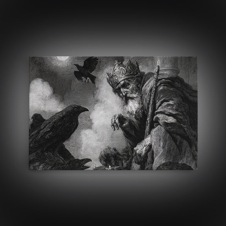 The Ash-Covered Oracle, Symbolist Etching Art, Landscape Wall Art, Dark Fantasy Wall Art, Canvas Print, Halloween Wall Art